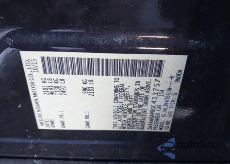 2016 Nissan Maxima 3.5 Platinum/3.5 S/3.5 Sl/3.5 Sr/3.5 Sv from USA, damaged, VIN 1N4AA6AP8GC411757